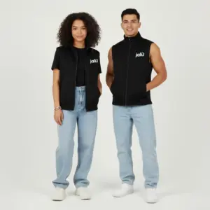 Jalil brand winter fleece vest with logo – unisex warm sleeveless jacket for cold weather