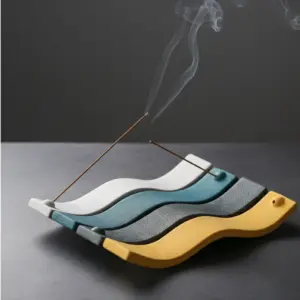 handmade rough ceramic lying incense holder available in four colors